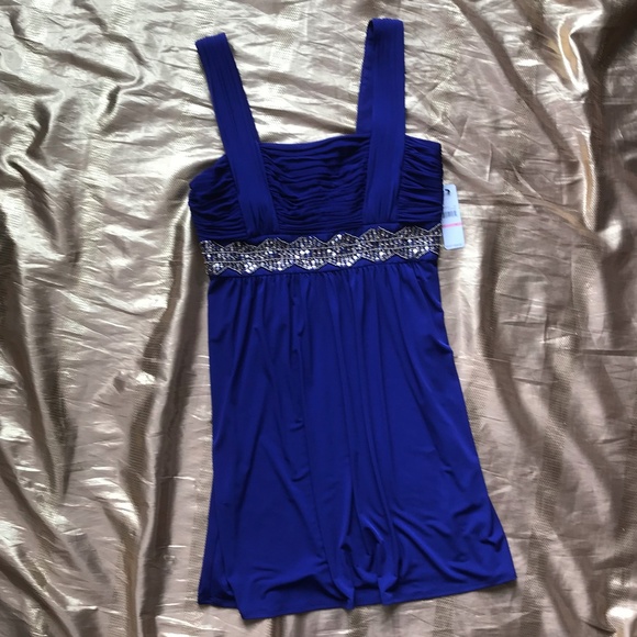 Brand NEW!  Electric Blue Dress with Bead Detail - Picture 1 of 4